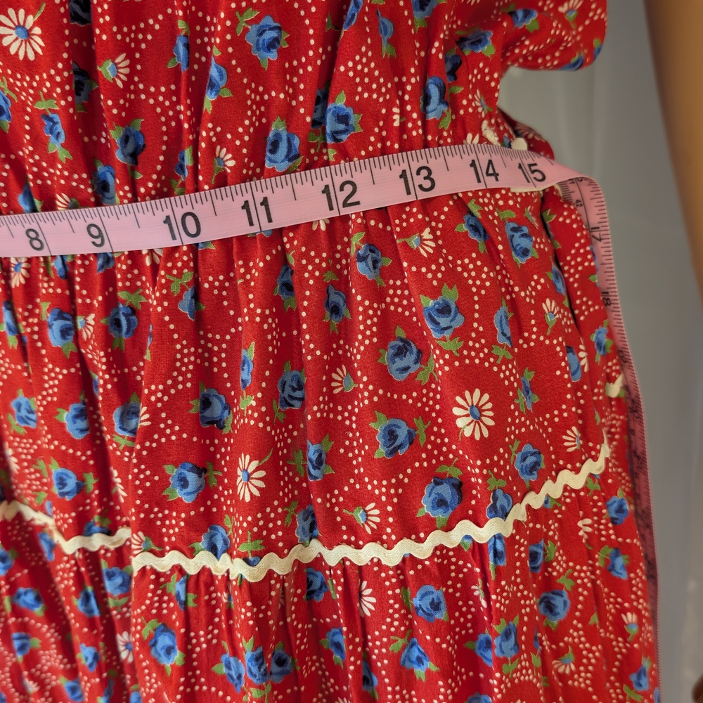 True Vintage 60s/70s Red Floral Handmade Dress – Collector’s Gem! - Picture 11 of 16